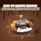 AMVRA Indoor Electric S'Mores Maker Smores Kit with 4 Stainless Steel Marshmallow Roasting Sticks and 4 Trays for Graham Crackers, Chocolate, and Marshmallows - Movie Night Supplies - Brown