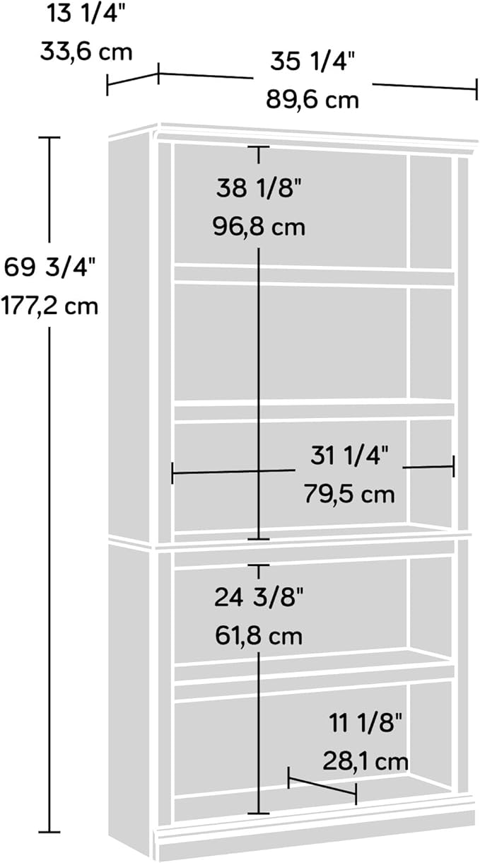 Sauder Miscellaneous Storage 5-Shelf Bookcase/Book Shelf, Mystic Oak Finish