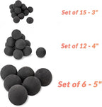 Skyflame Ceramic Fireplace Balls, Set of 6 Round Fire Stones Set for Indoor and Outdoor Fire Pits or Fireplaces Accessory, 5 Inch, Black