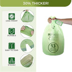 13 Gallon Compostable Trash Bags with Handle-Tie, Thick 0.87 Mil, 49.21 Liter, 30 Bags, Tall Kitchen Food Scrap Waste Bag, ASTM D6400, US BPI and OK Compost Home Certified
