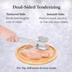 HIC Kitchen Non-Stick Dual-Sided Meat Tenderizer Mallet Marinating Prep Tool, Toothed And Plain Heads, Silicone-Coated, For Flattening Cutlets And Tenderizing Meat