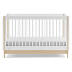 Delta Children babyGap Tate 4-in-1 Convertible Crib + Brannan Bear Bookcase with Bins + Brannan Bear Wall Shelf with 4 Hooks, Bianca White/Natural (Bundle)