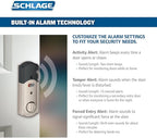 SCHLAGE Connect Camelot Touchscreen Deadbolt with Built-In Alarm and Handleset Grip with Accent Lever, Satin Nickel, FE469NX ACC 619 CAM LH, Works with Alexa