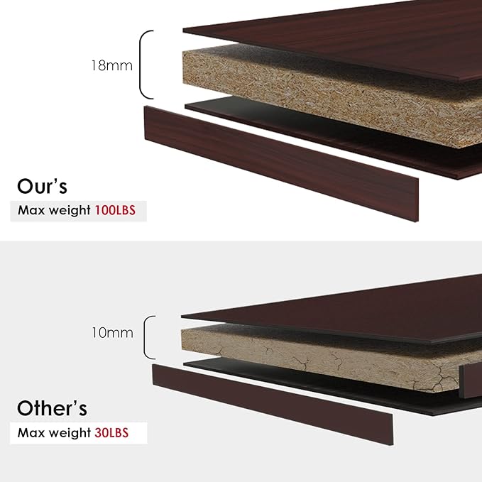 Farini Mahogany Bookshelf for Bedroom 4 Shelf Office Bookcase 48 Inches Tall Modern Wood Bookshelf for Living Room 4 Tier Wide Manga Bookshelf Library Bookcase