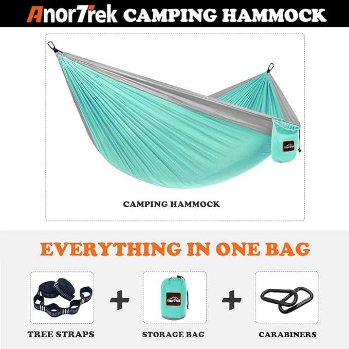 Camping Hammock, Super Lightweight Portable Parachute Hammock with Two Tree Straps Single or Double Nylon Travel Tree Hammocks for Camping Backpacking Hiking