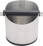DIBTSA Espresso Knock Box, Stainless Steel Coffee Grounds Knock Box, With Removable Knock Bar and Non-Slip Rubber Base (Silver)