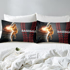 Erosebridal Baseball Bedding Set, Golden Athlete Comforter Set Full Size, Sports Games Down Comforter for Kids Boys Girls Bedroom, Glitter Outer Space Duvet Insert for Living Room