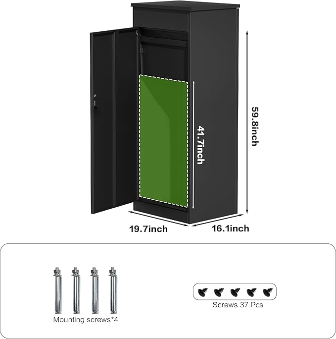 Package Delivery Boxes for Outside,Enlarged Porch Box for Packages with Coded Lock,Large Space,Waterproof,Cold-Rolled Steel Package Lock Box (19.7”x16.1”x60”)