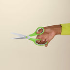 Amazon Basics Multipurpose Stainless Steel Scissors for Office, Crafts, Paper Cutting, Fabric Cutting, Right/Left Handed, Comfort Grip, PVD Coated, 2-Pack, Green and Grey