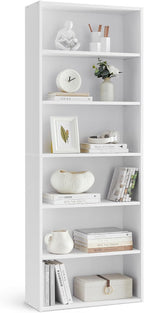 VASAGLE Bookshelf, 23.6 Inches Wide, 6-Tier Open Bookcase with Adjustable Storage Shelves, Floor Standing Unit, Cloud White ULBC166T14
