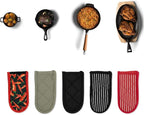Evoio Cast Iron Skillet Pot Pan Hot Handle Covers (4-Pack Red Peppers) | Pot Handle Covers Heat Resistant Pot Skillet Hot Handle Sleeves Mitt Cover for Kitchen, BBQ and Baking Cookware