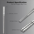 Metal Chopsticks Reusable,18/8 Stainless Steel,Silver,5PC Cherry Blossom | Gift Box Set,Square,Lightweight, Non-Slip,Laser Engraved Patterns No fade