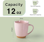 AmorArc 12oz Coffee Mugs, Ceramic Coffee Mugs set of 4 for Man, Woman, Dad, Mom, Modern Coffee Mugs with handle for Latte/Cappuccino/Milk/Cocoa. Dishwasher&Microwave Safe, Cloud Pink
