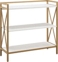 Leick Home 9261-WTGL Claudette Mixed Metal and Wood Bookshelf, White/gold
