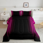 Geometric Abstract Ombre Bedding Bed Set Men Adults Teens Rose Red Black Striped Comforter Set Kids Boys Girls Simple Modern Comforter Collection 2Pcs Twin Size Boys