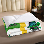 Erosebridal Kids Truck Comforter Set Full Size Boys Cartoon Tractor Down Comforter Excavator Construction Bedding Set Farmhouse Car Vehicle Duvet Set Bedroom Dorm Decor, Yellow Green