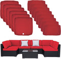 ClawsCover 14Pack Outdoor Seat and Back Cushions Replacement Covers Fit for 7Pieces 6-Seater Wicker Rattan Patio Furniture Set Sectional Couch Chair,Red-Include Cover Only (Large)