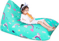 Jorbest Unicorns Stuffed Animal Storage Bean Bag Chair for Kids and Adults, Unicorns Rainbow Bean Bag Stuffed Animal Storage, Luxury Velvet Stuffie Seat - Cover ONLY (200L/52 Gal, Rainbow)