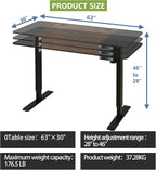 Standing Desk Adjustable Height Desk,63x30Inches, Stand Up Desk Table for Home Office, Home Office Computer Desk,Memory Preset,Height adjustments from 28" to 46"
