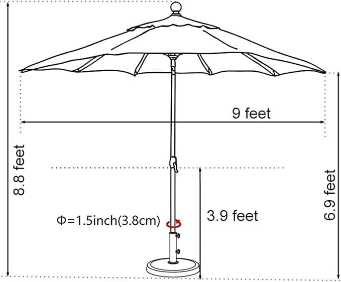 EliteShade USA 10-Year-Non-Fading 9Ft Market Umbrella Patio Umbrella Outdoor Table Umbrella with Ventilation, Forest Green