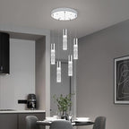 OKELI Smart Dimmable LED 5-Light Pendant Light for Kitchen Island, 18W 1350LM Modern Bubble Crystal Island Light Fixture with TUYA App & Voice Control, Adjustable 3000K-6000K, Electro-Chrome