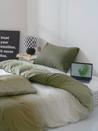 Gradient Green Comforter Set Ombre White Green Bedding Set Twin Women Aesthetic Comforter 3 PCs Green Color Bed Comforter Set Twin Gradient White and Green Comforter Set Twin