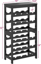 MOGELAFOO 6 Tier Bamboo Wine Rack Freestanding Floor, 24 Bottles Wine Storage Shelves with Table Top, Stackable Wine Display Rack for Kitchen, Bar, Dining Room, Black