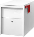 Adoorn Lockable Post Mount Mailboxes for Outside - Large Anti-Theft Locking Mailbox for Packages and Letters - Weatherproof Construction - Durable Steel - 15.5" H x 12" W x 18.5" D - White