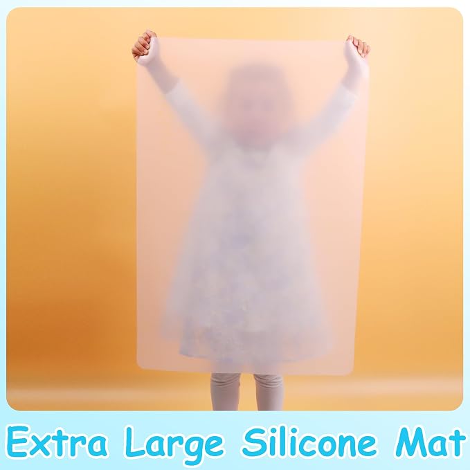 Extra Large Silicone Mats for Crafts: Heat Resistant Non-Slip 19.7" x 29.5" | Nonstick Easy to Cut Clear Silicone Sheet - Translucent Countertop Protector Pad for Jewelry Epoxy Resin Glitter DIY 1 Pcs