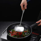 Professional Chinese Wok Spatula, 15.7 In 18/10 Stainless Steel Wok Utensil | with Heat-Resistant Wooden Handle for Stir-Fry & Asian Cooking