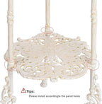 Sungmor Vintage Cast Iron 2-Tier Plant Stand, Elegant Butterfly & Floral Design with Antique White Finish, 24 Inch Tall Rustic Flower Pot Holder, Heavy Duty Metal Display Shelf for Indoor and Outdoor
