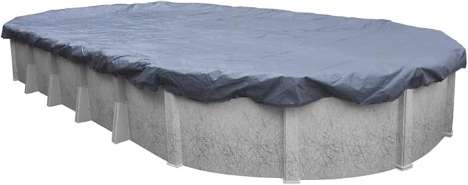 Pool Mate 10 x 15 ft Blue Winter Oval Pool Cover for Above Ground Pools, 3 ft Overlap (13 x 18 ft Cover Size), Solid 7 x 7 Scrim, 2.2 oz/yd2, 8-Year Warranty, Style: 461015-PMA