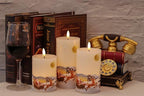 DRomance Christmas White LED Flameless Flickering Candles Battery Operated with 10-Key Remote and Timer Set of 3 Realistic 3D Wick Real Wax Holiday Flameless Pillar Candles, Santa Decal