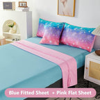 PERFEMET Mermaid Comforter Set for Girls 6 Pieces Rainbow Glitter Twin Size Kids Bedding Set Purple Pink Ombre Mermaid Scale Print Bed in A Bag Comforter Set with Sheets