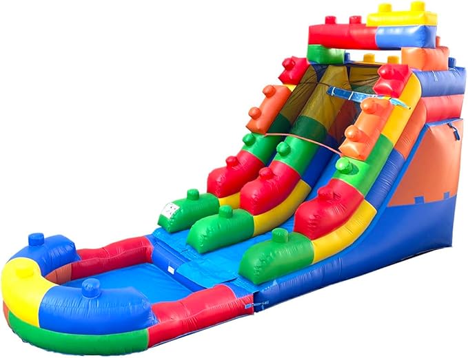 Inflatable Water Slide for Kids & Toddlers with Inflatable Pool, Backyard, Park or Commercial Use, Outdoor Water Play, Includes Blower Stakes, Splash Pool & Storage Bag, Large 25.5' x 9' x 15'