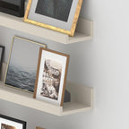Giftgarden 24 Inch Floating Shelves for Wall, Creamy White Beige Wood-Grain Wooden Shelf Ledge for Bathroom Kitchen Living Room Nursery Bedroom Picture, Set of 3 Different Sizes