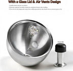 Upgraded Stainless Steel Espresso Knock Box Coffee Knock Box with Glass Lid and Magnetic Removable Knock Bar, Holds 20Double Espresso pucks & Coffee Grounds (Silver)