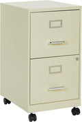 OSP Home Furnishings 2 Drawer Mobile Locking Metal File Cabinet, Tan