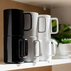 E-liu Large 15 Ounces Porcelain Coffee Mug Tea Mugs Set of 6 | Cups for Coffee, Tea, Cocoa, and Mulled Drinks , Dishwasher & Microwave Safe Gift Sets, BlacK White Grey