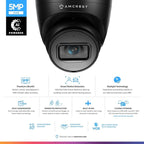 Amcrest 5MP Turret POE Camera, UltraHD Outdoor IP Camera POE with Mic/Audio, 5-Megapixel Security Surveillance Cameras, 98ft NightVision, 132° FOV, IP67, MicroSD (256GB) Black IP5M-T1179EB-AI-V3