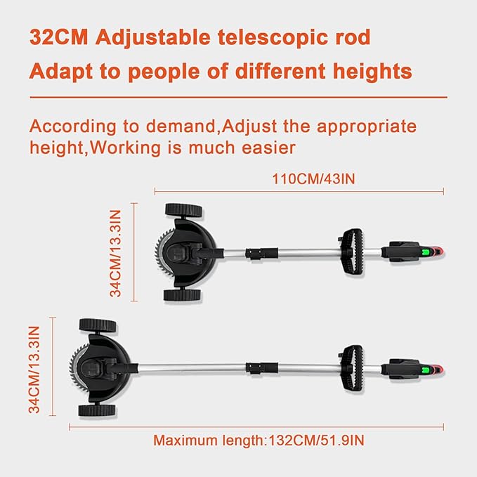 Weed Wacker Eater Cordless Battery Powered Electric Edger Lawn Tool Trimmer String Cordless Whacker Operated Grass Edger Cutter Black-Orange*1 Battery