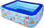 Inflatable Swimming Pool with Inflatable Soft Floor, 70" x 55" x 24" Blow Up Pool for Kids and Adults, Ocean World Kiddie Pool for Backyard, Garden, Outdoor, Party