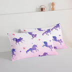 HOSIMA Kawaii Unicorn Comforter,Purple Unicorn with Stars and Love Heart Princess Toddler Bedding Set-Soft Microfiber Full Size Bed in a Bag,Fairycore Room Decor Pink Comforter with 2 Pillowcases.