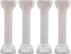 Roman Columns Wedding Column Stand Roman Pillar Plant Stand Plastic Greek Column Statue Pedestal Flower Pot Holder Decor Wedding Event Party Elegant Decorative Column (White, 4Pcs, 10.63x34.65 Inch)