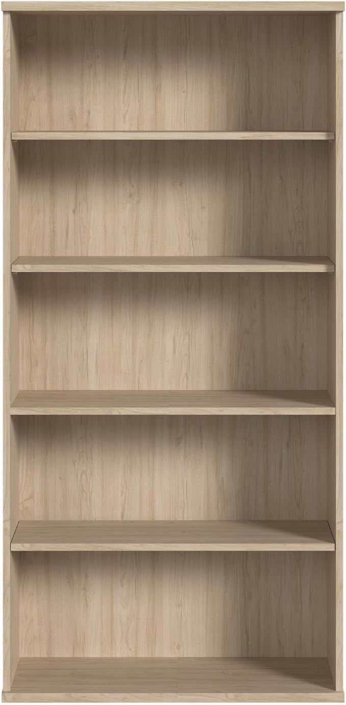 Bush Business Furniture Studio C Tall 5 Shelf Bookcase in Natural Elm, Large Bookshelf for Home or Professional Office