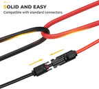 BougeRV 10 Feet 10AWG Solar Extension Cable with Female and Male Connector with Extra Pair of Connectors Solar Panel Adaptor Kit Tool (10FT Red + 10FT Black)