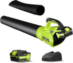 Leaf Blower 20V Leaf Blower Cordless with 4.0Ah Battery and Charger, High Power 400 CFM Electric Leaf Blower, Lightweight Handheld Cordless Blower for Lawn Care Yard Patio Garden Leaves Snow (Green)