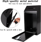 Metal Donation Box with Lock Ballot Box Drop Box with Lock Suggestion Box with Slot and Locks Metal Locks Boxs Comment Box Voting Box Key Drop Box for Home Office(Black,10.24 x 5.71 x 2.95 Inch)