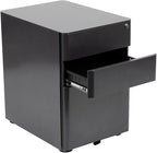 Flash Furniture Warner Modern 3-Drawer Mobile Locking Filing Cabinet with Anti-Tilt Mechanism and Hanging Drawer for Legal & Letter Files, Black