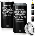 SANDJEST 4-in-1 Design Brother Tumbler & Can Cooler Gift - Being Brother is the Only Gift You Need Cans Coozie - Black Can Holder Christmas Birthday Gifts for Brothers from Sisters, Bros